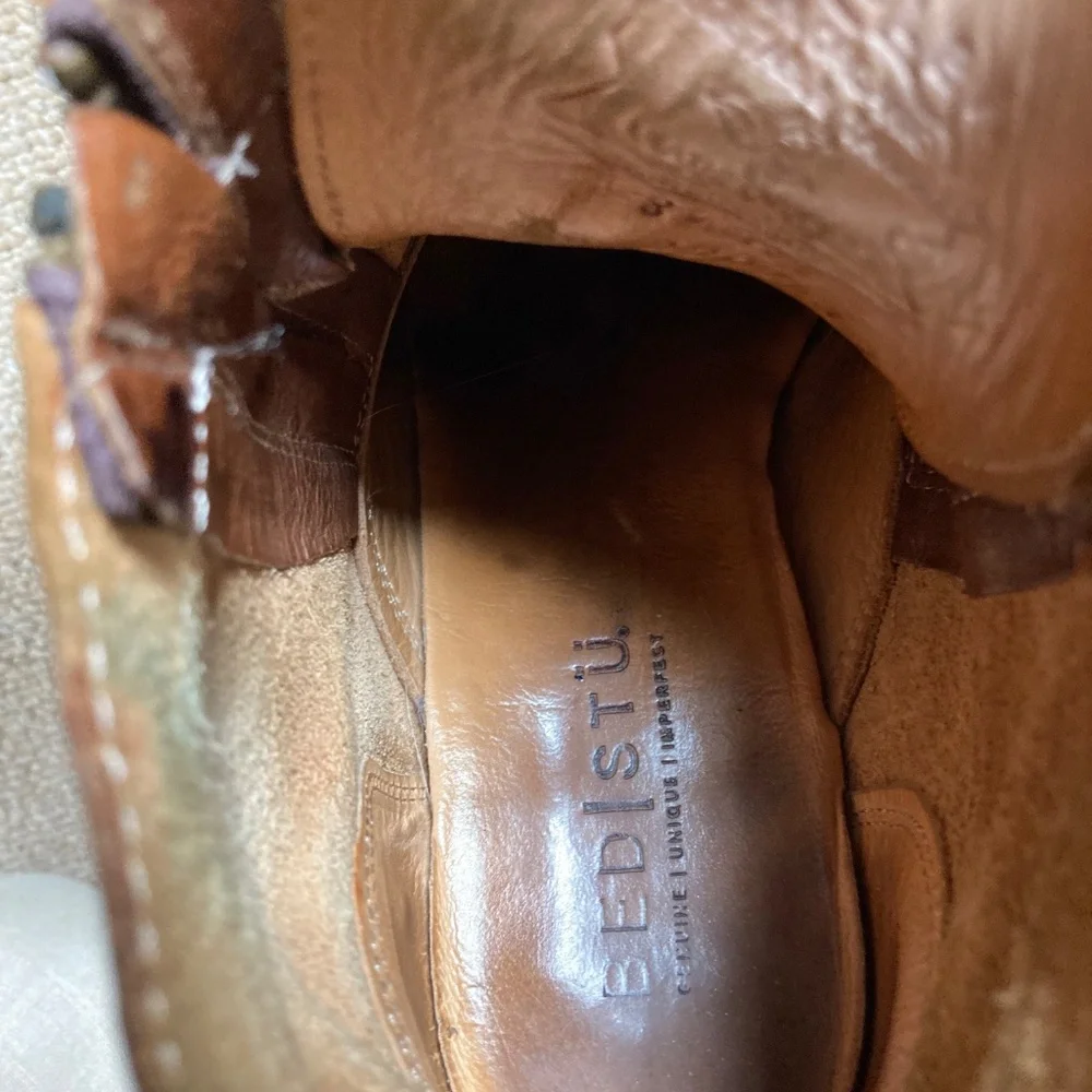 BedStu Cobbler Leather Ankle Boots Lace Side Zip Size 8 - Picture 4 of 8